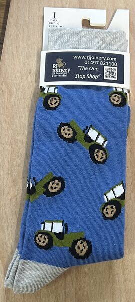 House Of Tweed Bamboo Blue Tractor Socks image #1