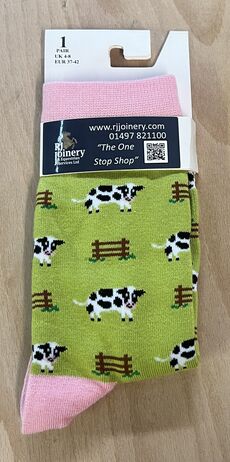 House Of Tweed Bamboo Cow Green Socks