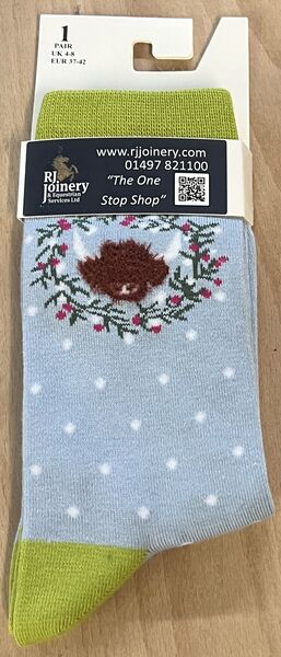 House Of Tweed Bamboo Blue Highland Cow Flower Socks image #1