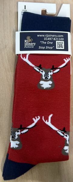 House Of Tweed Bamboo Red Big Stag Socks image #1