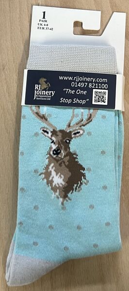 House Of Tweed Bamboo Dotty Skyblue Stag Socks image #1