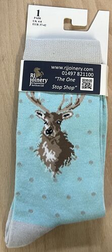 House Of Tweed Bamboo Dotty Skyblue Stag Socks